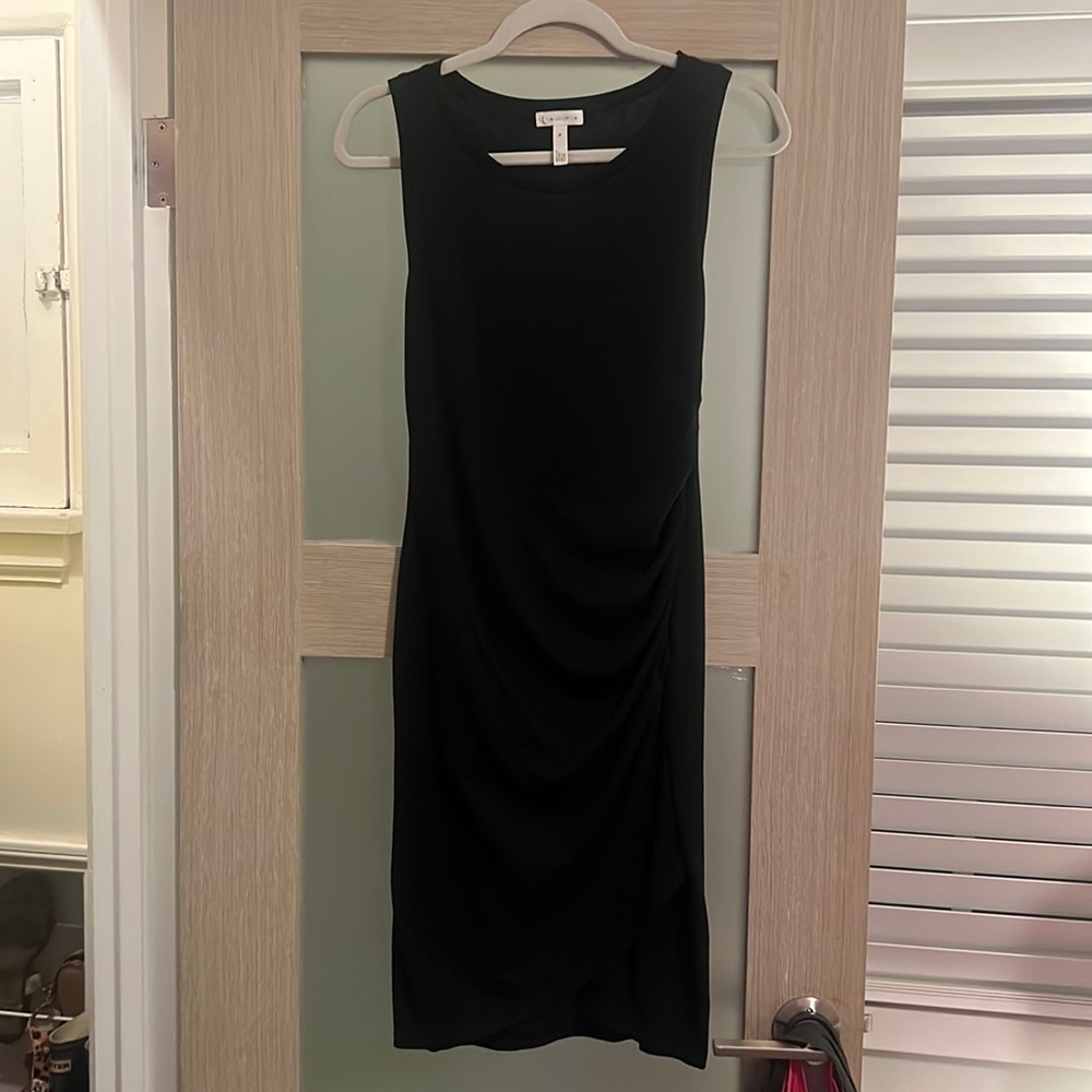Black cotton MIDI perfectly fitted dress